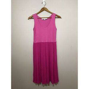 Barbara Lesser Dress Womens SMALL Pink Cotton French Terry Crepe Tank Sundress